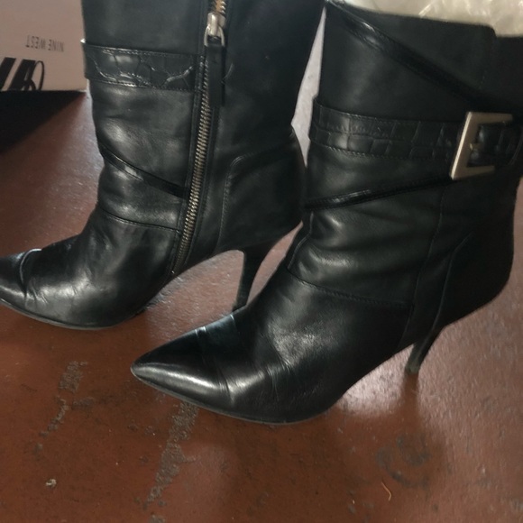 NINE WEST LEATHER HEELED BOOTS STILETTOS 7 1/2 - Picture 5 of 11